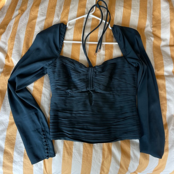 Self Portrait crepe cut out top in slate - Picture 4 of 5